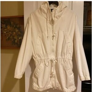 White Cotton Hooded Jacket Coat